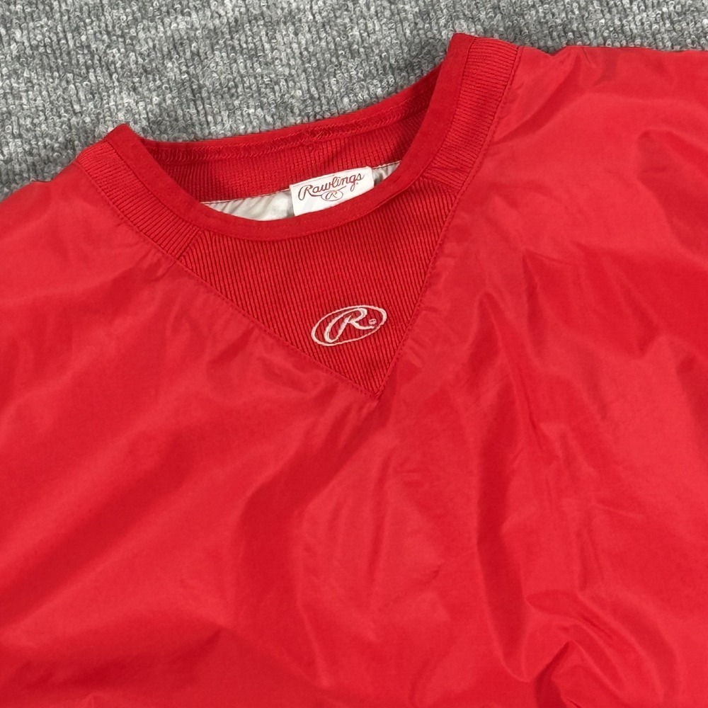 Rawlings Pullover Jacket Mens Large‎ Red Water Repellent Baseball Windbreaker